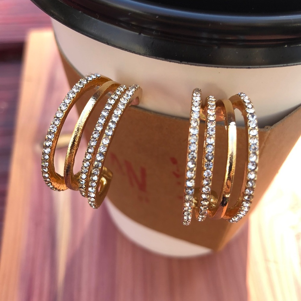 Zara Crystal Asymmetric Hoop Earrings!